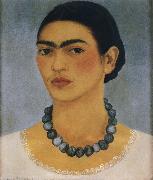 Frida Kahlo The self-portrait of wore the necklace painting